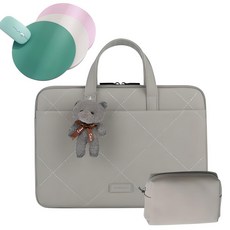 루미에르 예쁜 노트북 가방 파우치 엘지그램 삼성 갤럭시북 + 가죽마우스패드, 라이트그레이, 라이트그레이 15~17인치