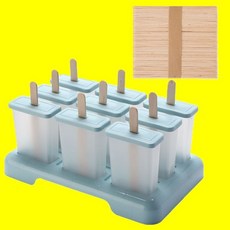 自製冰棒模具組 家用雪糕冰塊模具, 1個, 9支藍色+50根木棒