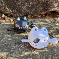 루체트리 목탁 불교 고양이 미니 기도 소품, 하얀고양이