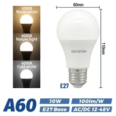 저전압 조명 스포트라이트 흰색 램프 깜박임 없음 E27 B22 DC AC 12 V-85V LED 전구 3W 5W 10W 볼트 호환, 01 10W E27, 01 AC DC 12-48V, 02 Cold white 6000K