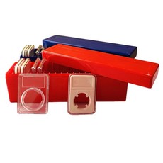 PCGS NGC PCCB PMGab 코인 홀더에 적합한 20개의 슬랩 홀더용 에튼선 플라스틱 보관함 케이스 파란색, Red