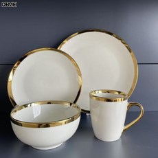 碗碟套裝家用碗盤子一套餐具高級感北歐輕奢金邊陶瓷餐具, 1個, 16頭餐具鍍金, 體積c'b'm0.51*0.29*0.3=0.04437