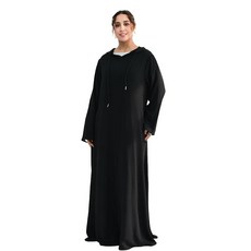 Jazvano Hooded Abaya Dress for Muslim Women Solid Color Muslim Dresses for Women 1pc Islamic Women, Black
