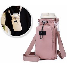 텀블러 크로스백 미니 가방 물병 텀블러 주머니 파우치, 1개, 베이지