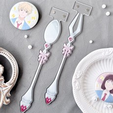 新款促銷 芭蕾風餐具刀叉打卡棒穀美道具舉拍棒二次元展示吧唧亞克力片, 餐勺+餐叉【2個裝】, 1個