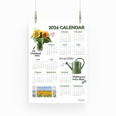 2026년 연력포스터 한장달력 캔버스포스터 캘린더 액자 행운 포스터 Lucky Days, 1개, 1. A4