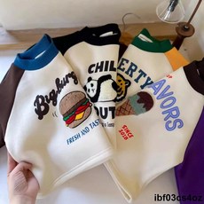 兒童加厚衛衣 台灣出貨 加絨長袖T恤 撞色卡通冬裝