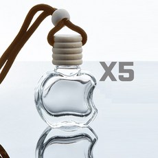 차량용 방향제 디퓨저 DIY 유리 용기 사과 애플, 5개, 10ml, 혼합색상