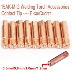 MB-15AK M6 x 25mm MIG/MAG 용접 토치 CuCr지르코늄/E-cu 접촉 팁 가스 노즐 0.6/0.8/0.9/1.0/1.2mm 미그, 02 0.9mm_01 CuCrZr  5PCS