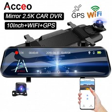 ACCEO 룸미러블랙박스 A37 10인치 2.5K 2채널 소니센서 전차종 호환, DVR+후방카메라+10M케이블 64GB, 64GB