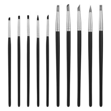 실리콘 페인트 브러시 5가지 모양 헤드 공예용 고무 펜 유연한 점토 조각 도구 수공예 도자기 네일 아트 아트워크 아크릴 구아슈 10개, 실리콘 페인트 브러시 5가지 모양 헤드 실리콘 브러시