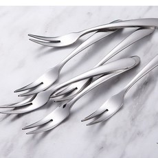 不銹鋼 甜點叉 蛋糕叉 二齒叉, 1個, G2401 質感迷你水果叉