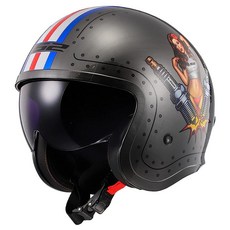 LS2 Helmets 오픈 페이스 스핏파이어 헬멧 (블랙 플래그 매트 - 스몰) 그외 각종 400831, X-Small, 브러시드 합금