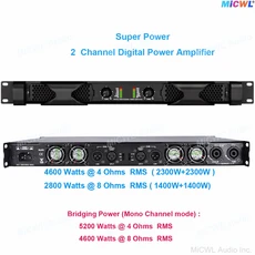 하이 퀄리티 디지털 파워 앰프 스테이지 DJ 가라오케 서브우퍼 베이스 AMP MiCWL PX8000 24 채널 19 인치, 07 2 Channel 5200W