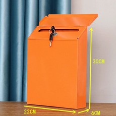 우체통 야외 스탠드 인테리어 예쁜 철제 전원주택, 오렌지레드 귤색 빈 잠금장치