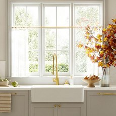 Draphelle 패널 2개 레이스 카페 커튼 137.2 x 114.3cm(54 x 45인치) - 빈티지 화이트 주방 커튼 프라이버시 헤비 플로럴 레이스 드레이프 작은 창문용