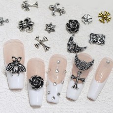 엔티크 실버 5개 네일파츠 젤네일아트재료, 엔티크 실버 네일파츠/ 5개, E타입 5x8mm (1256)