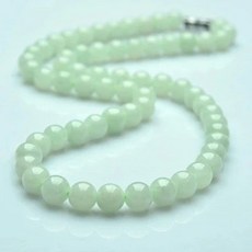 天然色玉石項鍊 玉珠玉器 淺綠色陽綠石英玉 男女款飾品, 1個