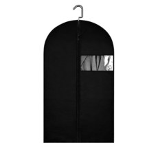 Generic 옷 걸기용 139.2cm(55인치) 튼튼한 의류 가방 투명 창문 방진 정장 코트 드레스용 - 옷장 보관 및 여행용 커버(블랙) 252263, black
