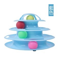 多層滾球貓玩具 互動趣味 寵物益智, 四層貓轉盤-藍色, 1個