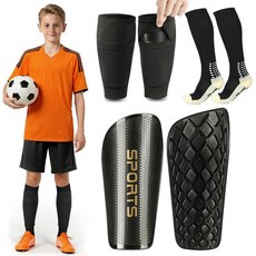 Soccer Shin Guards for Kids and Adults Protective Shin Pads with Insert Pocket Grip Soccer Socks