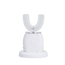 FVKV 잇몸마사지기 전동칫솔 음파칫솔 휴대용 U자형 실리콘 칫솔, 흰색, 1개, 칫솔