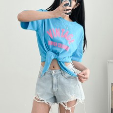 댄마샵 빈티지 매듭 크롭 반팔티 방송댄스복 줌바댄스복 에어로빅복