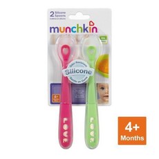 MUNCHKIN 矽膠湯匙2入-粉/綠或粉/藍, 1個, 藍綠