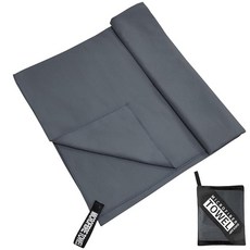 속건 바스타월 152cm 76cm 마이크로파이버 스포츠 수영 타월 다크그레이, 1개, ダークグレー