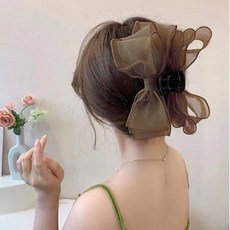 서효림 올림머리 집게핀 브라운 여성헤어집게핀 왕리본 숱많은 집게핀 빅사이즈 바나나핀 양면리본 머리핀