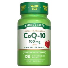 NATURE'S TRUTH 綠萃淨 Inhands 吸收 CoQ10 100毫克 加黑胡椒萃取物 速釋軟膠囊, 1個, 120錠