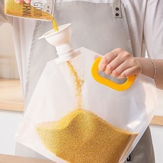 五穀雜糧防潮防蟲透明加厚手提密封袋, 1個, 【多用途雜糧分裝袋】,【3斤裝】3只+摺疊漏斗