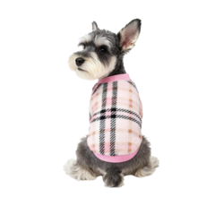 라운드넥 터틀넥 체크 점퍼 고양이 강아지 강아지 강아지 옷 스트레치 강아지 옷, 1개, 분홍색
