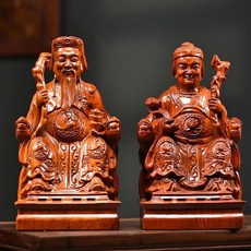 黑檀木 花梨木 土地公 土地婆 擺件 整木精雕, 如圖所示, 1個