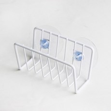 무타공 철제 스펀지 홀더 랙 싱크대 위 배수 선반 식기 세척솔 및 비누 디스펜서용 벽걸이 주방 정리대, White