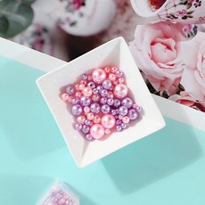 아크릴진주 [컬러믹스] 구멍 진주 비즈 공예 재료, A3220. 핑크/보라, 1세트