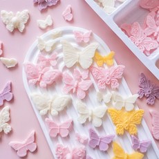 핑크 화이트 퍼플 나비 모양 초콜릿 디저트 케이크 데코 장식 88개입, 옵션 05