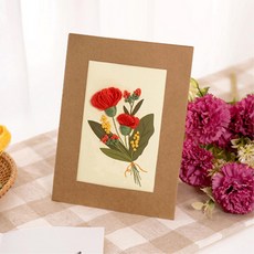 카네이션 자수 카드 만들기 DIY재료 어린이집만들기 엄마표미술놀이 유치원행사 공작, 1개