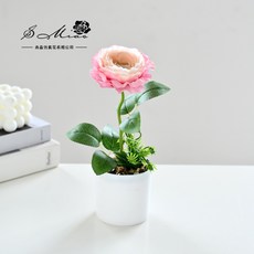 仿真茶玫小盆景 仿真花盆栽 室內裝飾 假花 永生花 嘉義直發, 粉色 茶玫小盆景 塑料盆, 1個