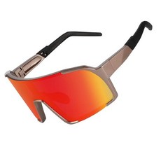 BangLong 남성용 여성용 사이클링 선글라스 UV400 보호 스포츠 선글라스 야구 러닝 자전거 사이클링 운전용 레드, 브라운 프레임-레드 렌즈