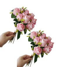 일반 조화장미 다용도 인테리어 소품, 2개, 핑크색