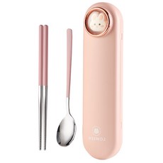 304不鏽鋼立體造型熊兔餐具三件組, 粉色三件組, 1個