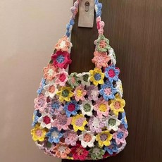 봄 여름 꽃무늬 니트 가방 DIY 재료 뜨개질 키트 수제 선물, (A843) 도파민, 1개