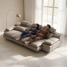 리비앤 멜로우 구스 무빙 모션소파 에코가죽 이지클린 리클라이너 4인용소파 비건레더, 그레이지