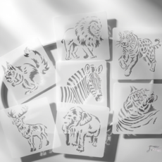 제고비 동물 스텐실 도안 DIY 인테리어 홈데코 공예 24종(반려동물/숲속동물/정글동물/전설동물), 1세트