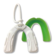 NORDITION 空手道 運動牙套 曲棍球護牙套 成人雙層(送收納盒) 附牙套繩 台灣製 護齒 護牙 熱塑 合齒型 跆拳 橄欖球拳擊, 白綠色, 1套裝