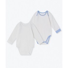 무신사 스탠다드 MUSINSA STANDARD KIDS 베이비 링거 바디수트 2팩 [화이트/화이트 파스텔 블루] MKDUT0Z04-85 401345