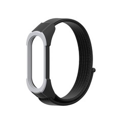 뽀마 미밴드3/4/5/6 호환스트랩 실리콘+나일론 슬링밴드, 블랙, 1개