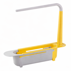 싱크대 걸이형 수세미 거치대 주방 보조선반 행주걸이 물빠짐 다용도 깔끔 정리대, 1개, 옐로우