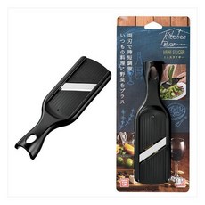 일본 시모무라 키친바 KIB-616 미니 슬라이서 뒷면 강판 사용 가능 휴대, 1개, 검정스텐